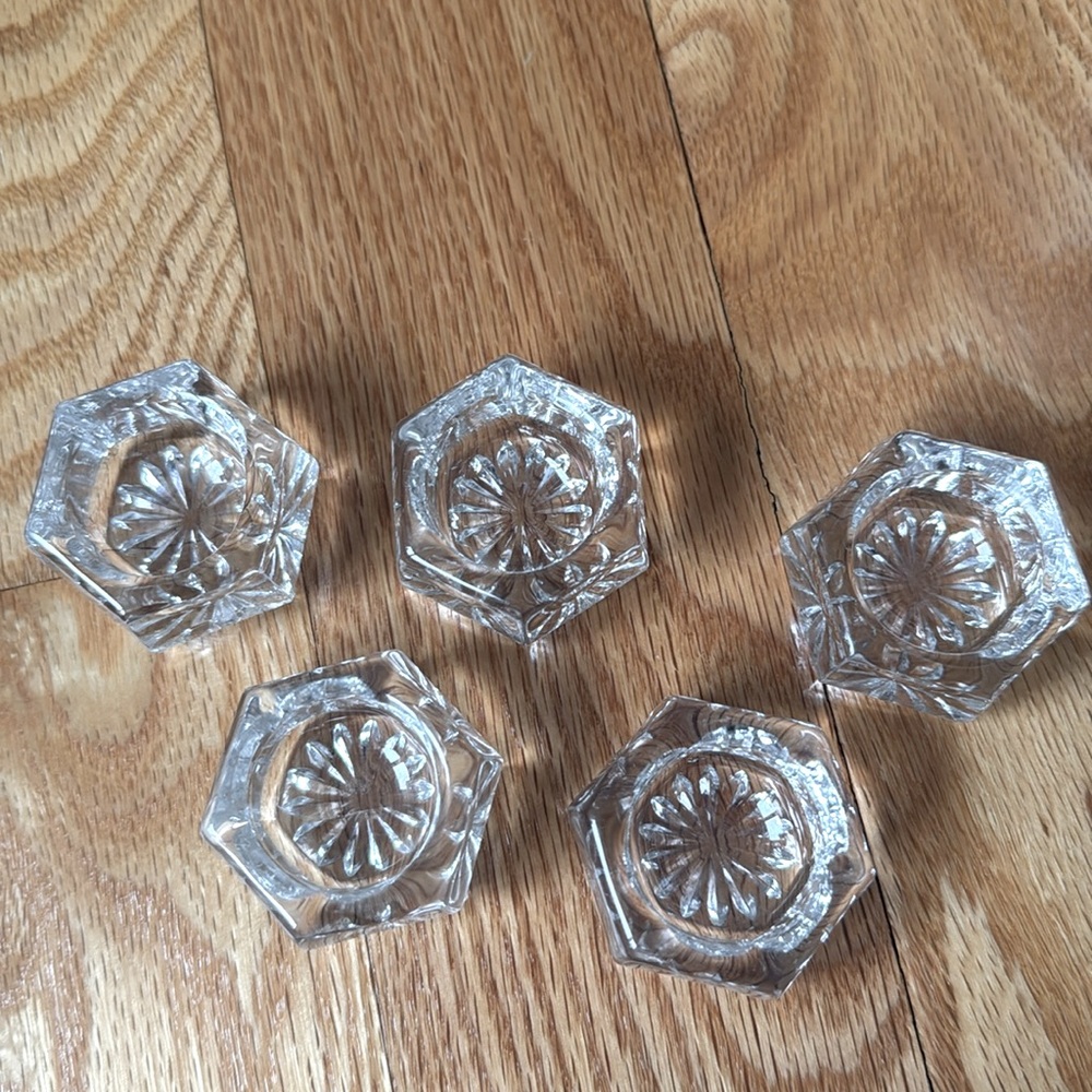 Vintage Cut Glass Open Salt Cellars / Salt Dips bundle of 5